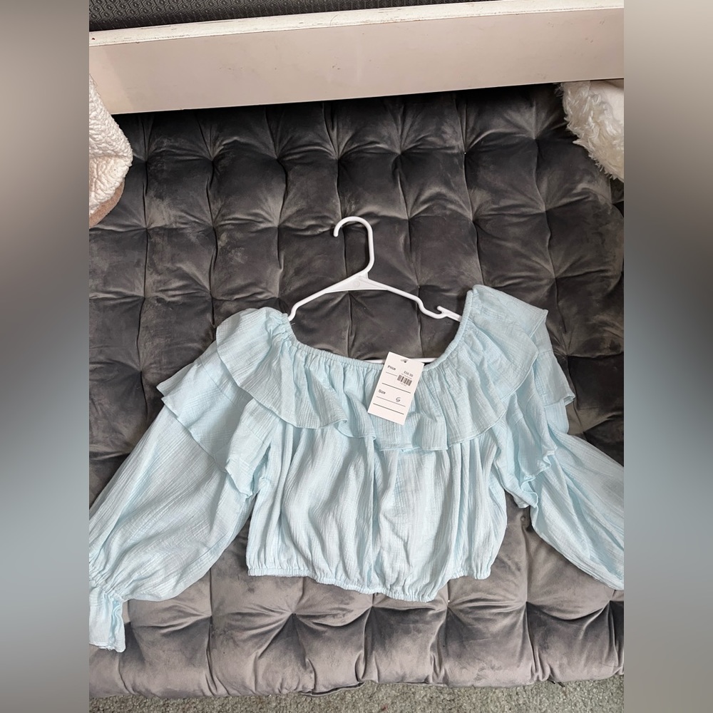 Flowy puff long sleeve blouse off the shoulder